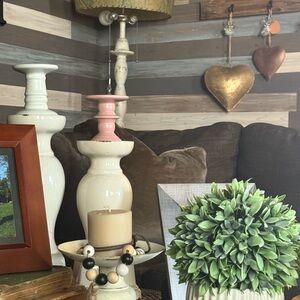 Elegant White and Pink Candle Holders
